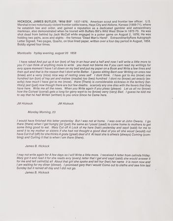 Lot #6122 Wild Bill Hickok Autograph Letter Signed - An Excessively Rare Old West Autograph, Signed Four Times! - Image 5