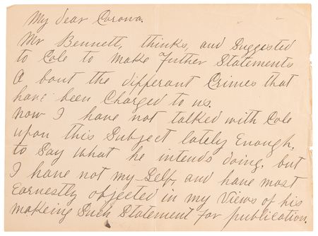 Lot #6158 Jim Younger Autograph Letter Signed, Denouncing Criminal Rumors: 