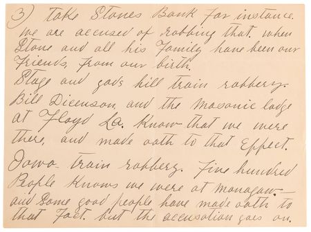 Lot #6158 Jim Younger Autograph Letter Signed, Denouncing Criminal Rumors: 