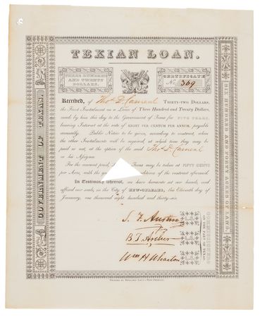 Lot #6107 Stephen F. Austin Document Signed -