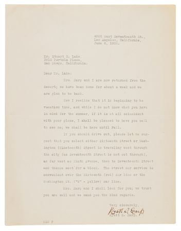 Lot #6114 Wyatt Earp Typed Letter Signed to
