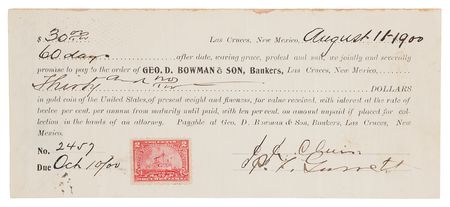 Lot #6115 Pat Garrett Document Signed - Billy the