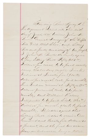 Lot #6054 Sitting Bull Rare and Historic Document Signed - His 1885 Contract to Appear in the 