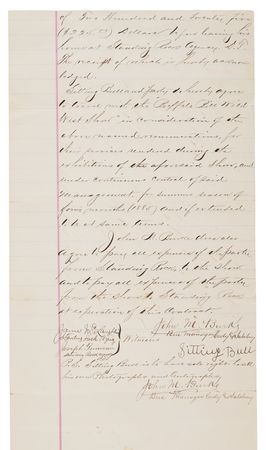 Lot #6054 Sitting Bull Rare and Historic Document Signed - His 1885 Contract to Appear in the 