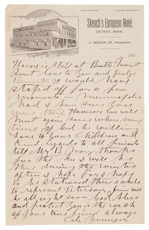 Lot #6157 Cole Younger Autograph Letter Signed, Two Months After His Release from Prison: 