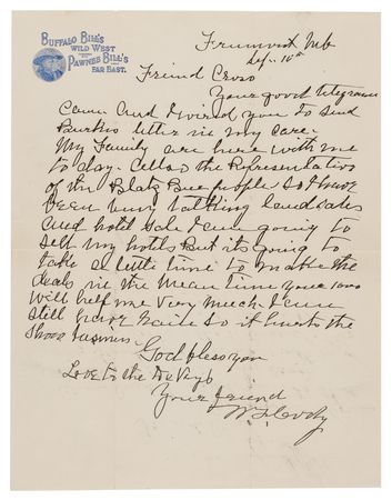 Lot #6167 William F. 'Buffalo Bill' Cody Autograph