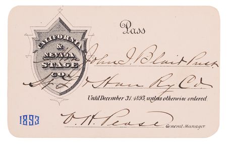 Lot #6023 Stagecoach: 1893 California & Nevada