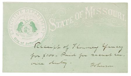 Lot #6147 James-Younger Gang: Flournoy Yancey Document Signed - Hired as an Agent in the Missouri Secret Service - Image 2