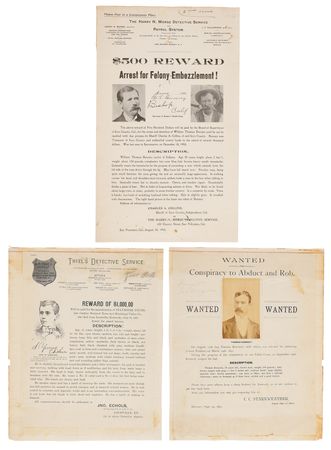 Lot #6153 American Wanted Posters (3) Issued by