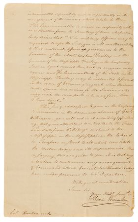 Lot #6011 Alexander Hamilton Letter Signed as Inspector General on Military Authority Over Indian Affairs (1799) - Image 3