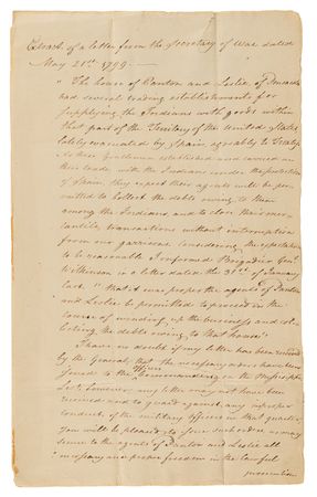 Lot #6011 Alexander Hamilton Letter Signed as Inspector General on Military Authority Over Indian Affairs (1799) - Image 5