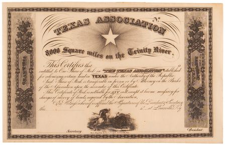 Lot #6106 Texas Association Stock Certificate