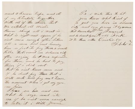 Lot #6064 Ross Fork Indian Agency (Fort Hall Reservation): William Gunard Autograph Letter Signed - Image 2