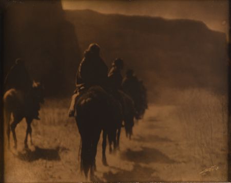Lot #6045 Edward S. Curtis Original Goldtone Photograph - 'The Vanishing Race - Navaho' (early 20th-Century) - Image 2