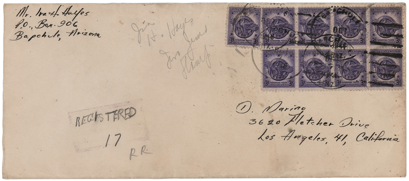 Lot 114 Iwo Jima: Ira Hayes Hand-Addressed and Signed Envelope