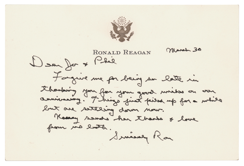 Lot 182 Ronald Reagan Autograph Letter Signed
