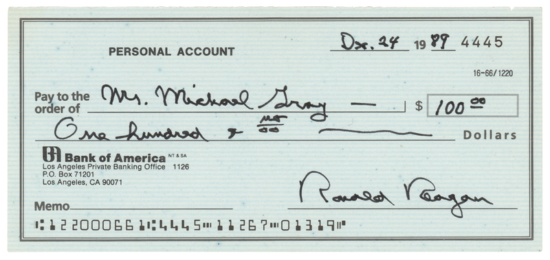 Lot 180 Ronald Reagan Signed Check