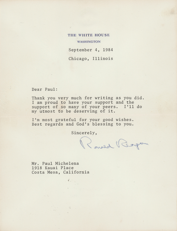Lot 181 Ronald Reagan Typed Letter Signed as President: 