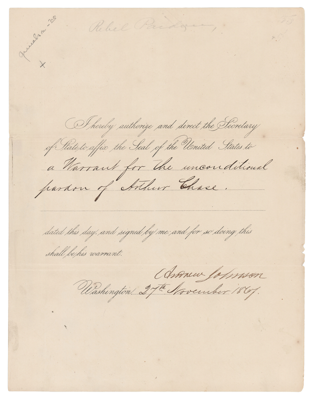 Lot 161 Andrew Johnson Document Signed as President for a 