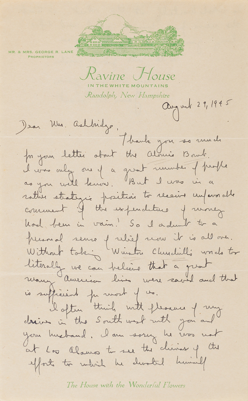 Lot 102 James B. Conant Autograph Letter Signed on the Atomic Bomb - 