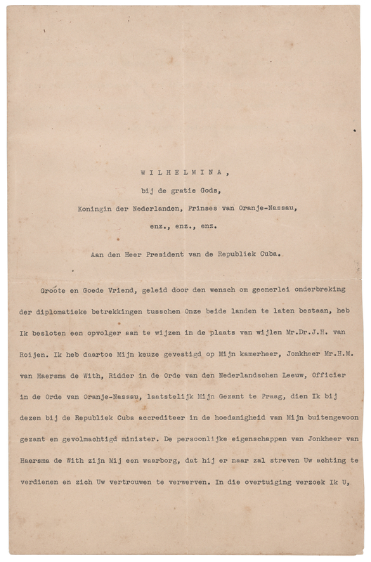 Lot 28 Queen Wilhelmina Document Signed