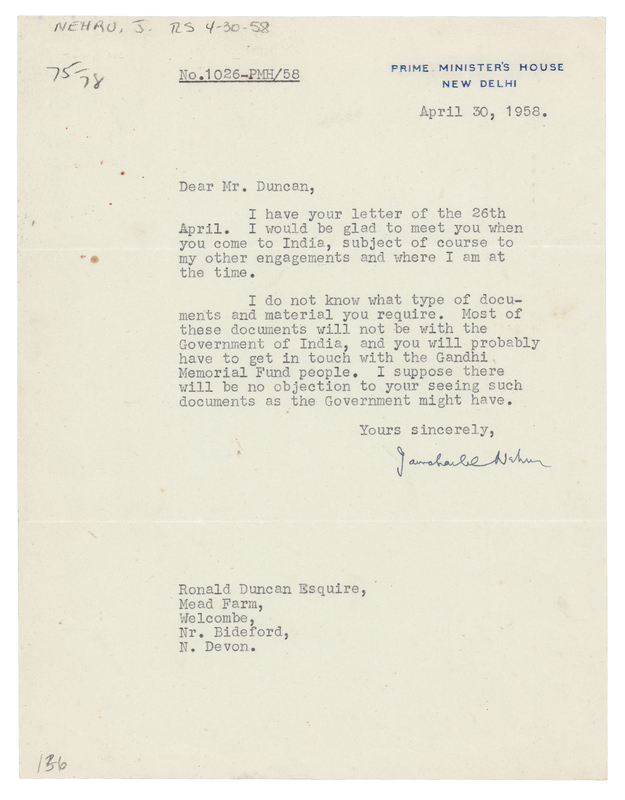 Lot 210 Jawaharlal Nehru Typed Letter Signed - 