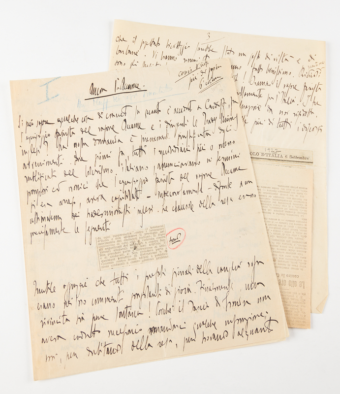 Lot 15 Benito Mussolini Handwritten Manuscript for His Fascist Newspaper, Il Popolo d'Italia - Weeks Before His March on Rome and Rise to Power