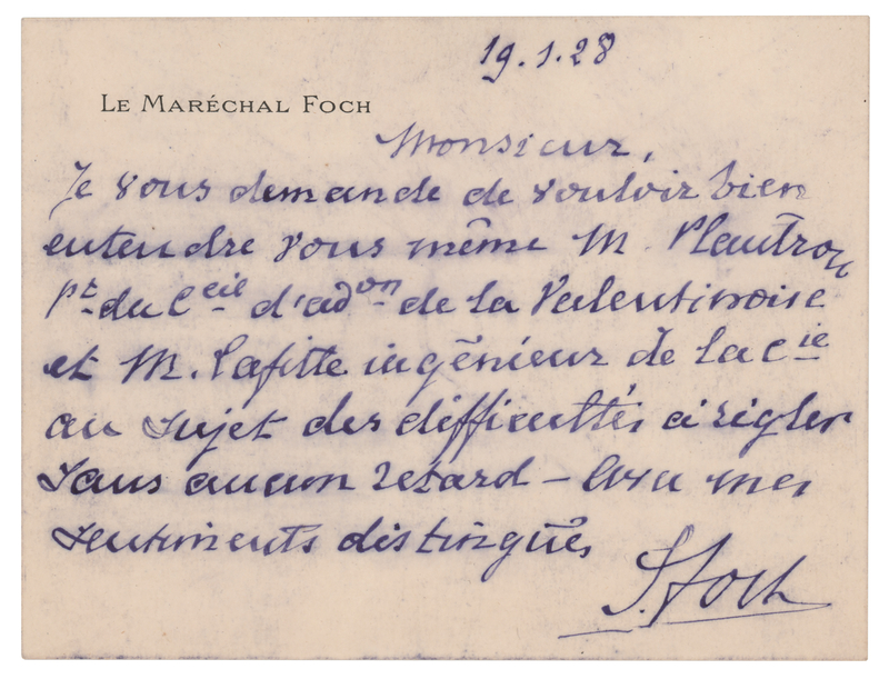 Lot 265 Ferdinand Foch Autograph Letter Signed