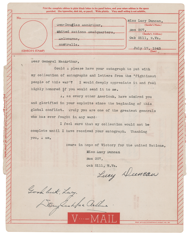 Lot 58 Douglas MacArthur War-Dated Signature