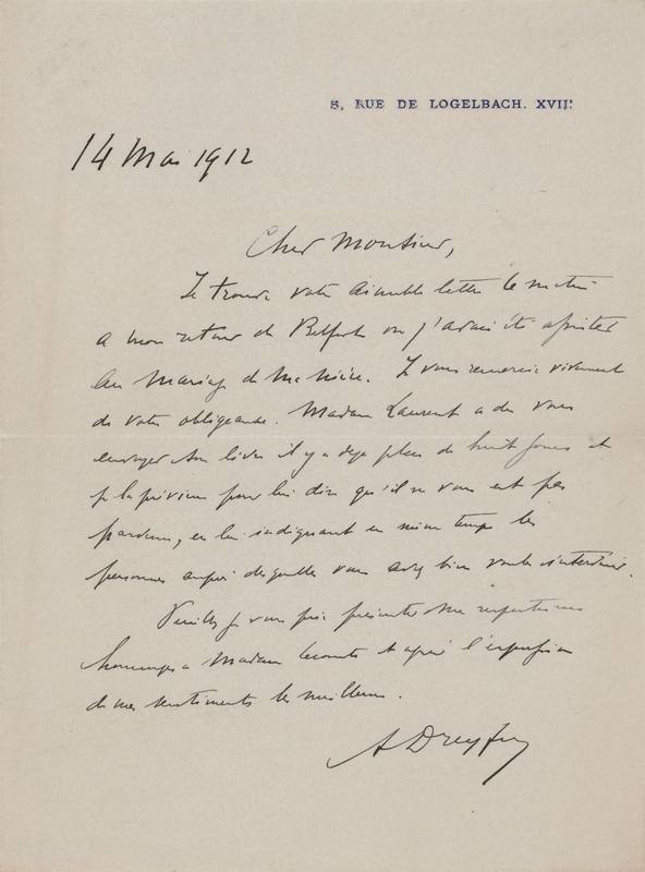 Lot 272 Alfred Dreyfus Autograph Letter Signed
