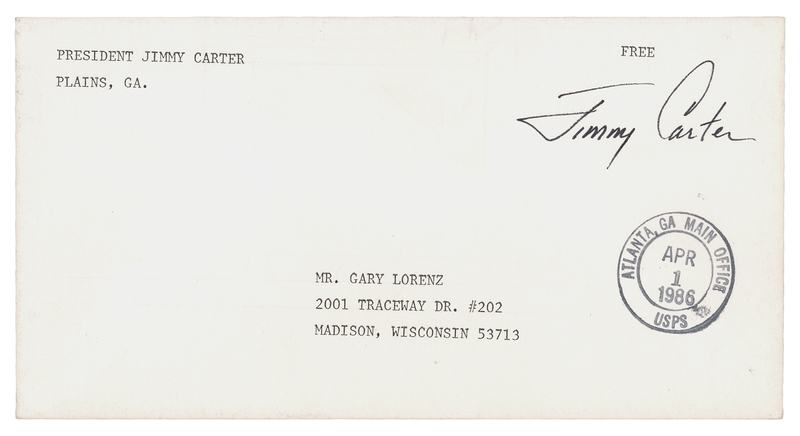 Lot 179 Jimmy Carter Signed Free Frank-Style Mailing Envelope