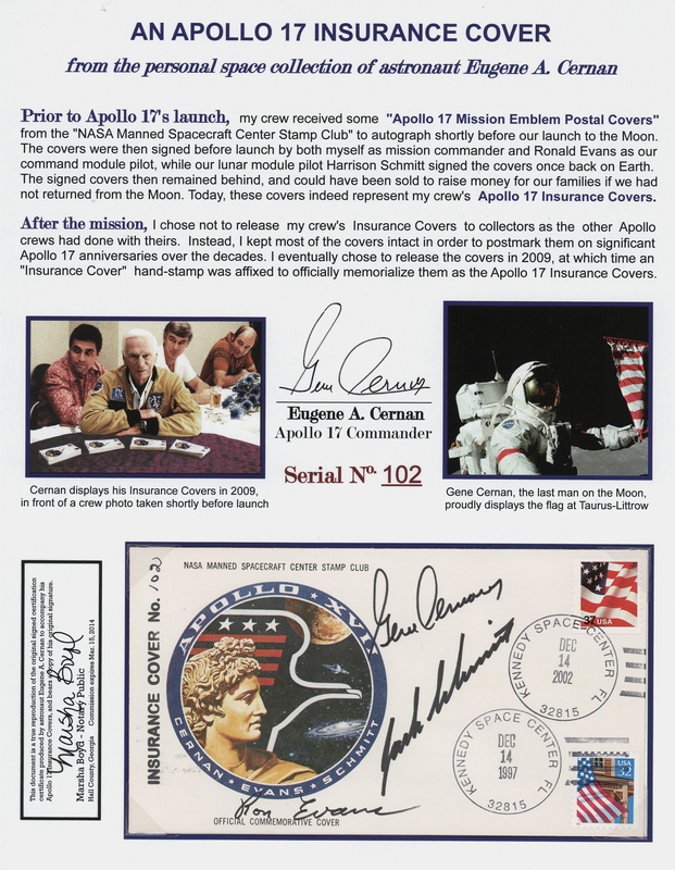Lot 332 Apollo 17 Crew-Signed Anniversary Cover - From the Collection of Gene Cernan