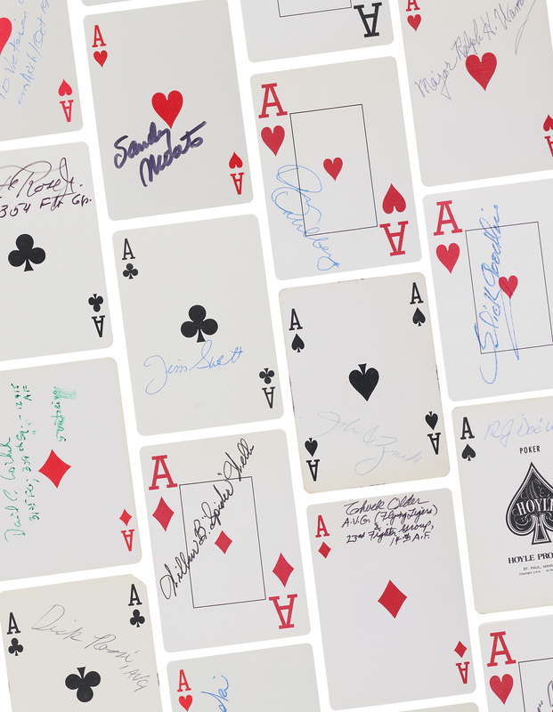 Lot 51 World War II Fighter Aces (18) Signed Playing Cards