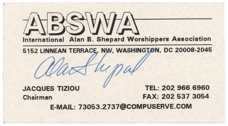 Lot 297 Alan Shepard Signed 'International Alan B. Shepard Worshippers Association' Business Card
