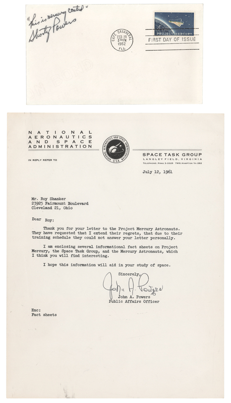Lot 291 Shorty Powers Typed Letter Signed and Signed First Day Cover