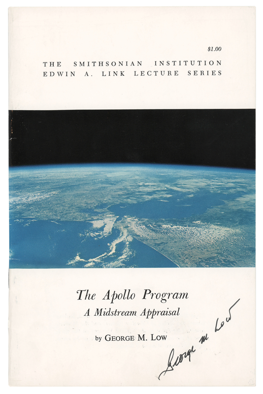 Lot 289 George M. Low Signed Booklet - 'The Apollo Program'