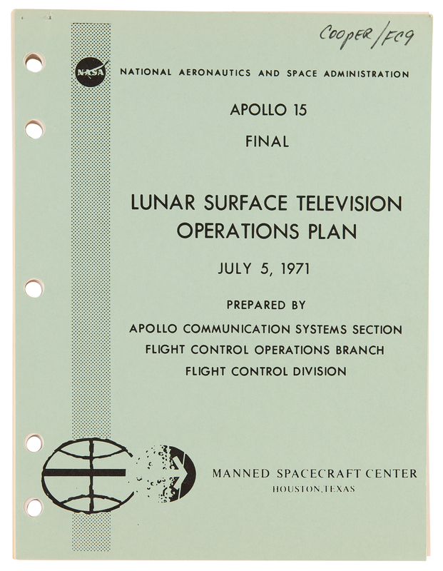 Lot 329 Apollo 15 Lunar Surface Television Operations Plan