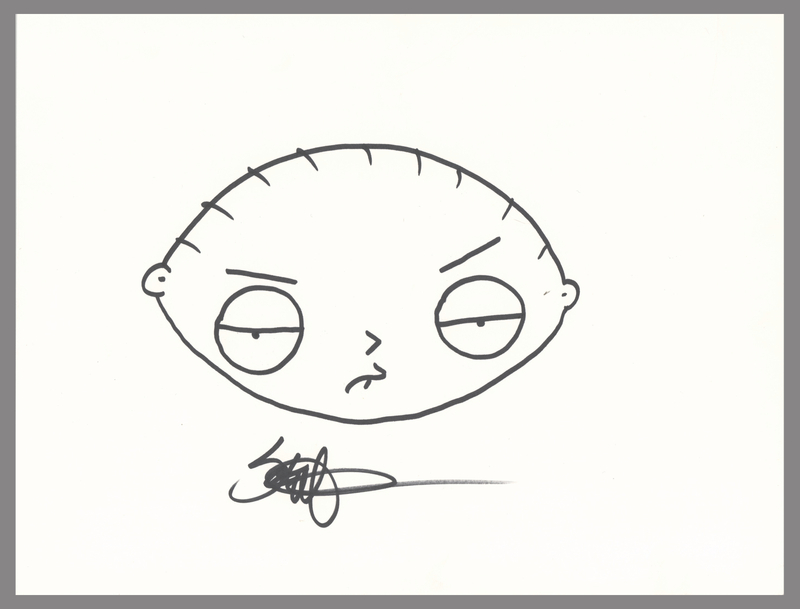 Lot 357 Seth MacFarlane Signed Sketch of Stewie Griffin