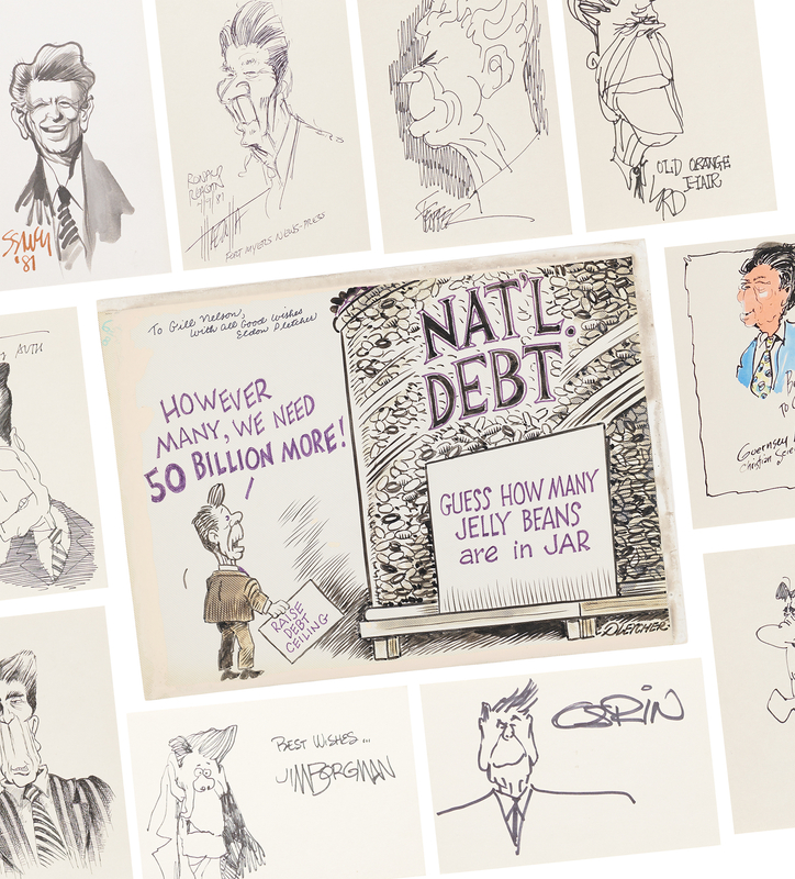 Lot 188 Ronald Reagan: Collection of (11) Cartoonist Caricature Drawings