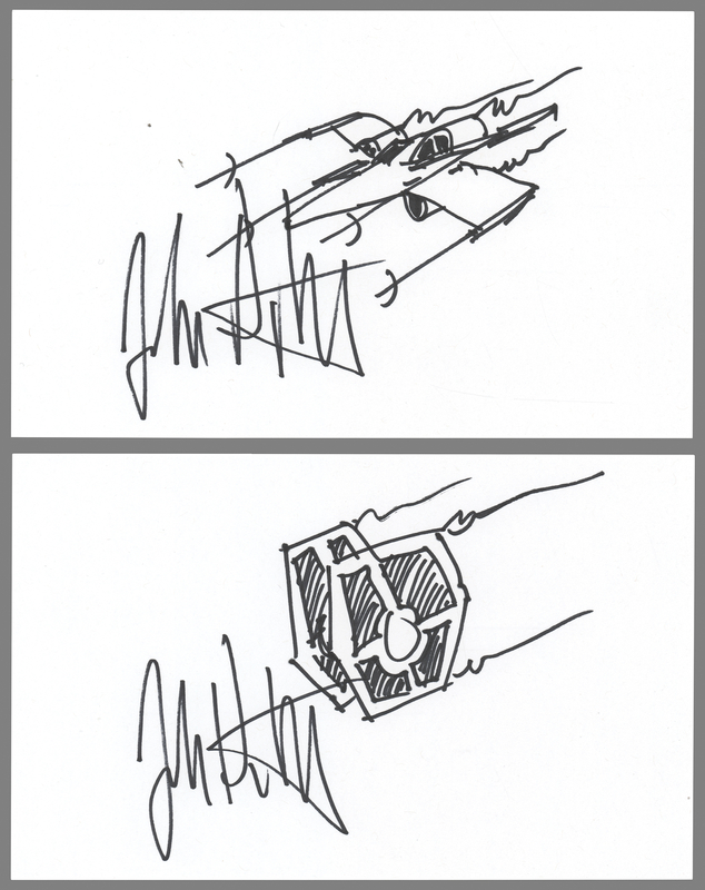 Lot 362 Star Wars: John Dykstra (2) Signed Sketches