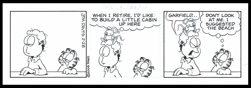 Lot 350 Jim Davis Signed Original Hand-Drawn Garfield Comic Strip