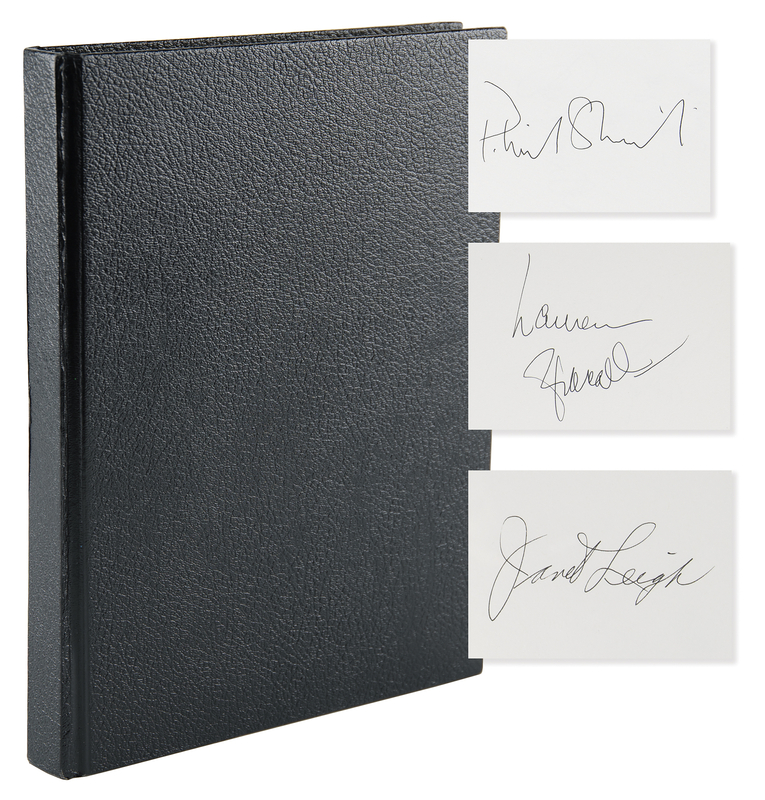 Lot 403 Actors and Actresses (100+) Autograph Book, with Lauren Bacall, Janet Leigh, and Andrew Lloyd Webber