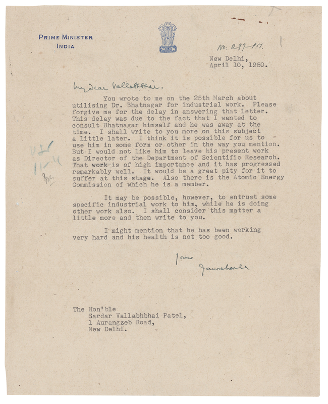 Lot 212 Jawaharlal Nehru Typed Letter Signed