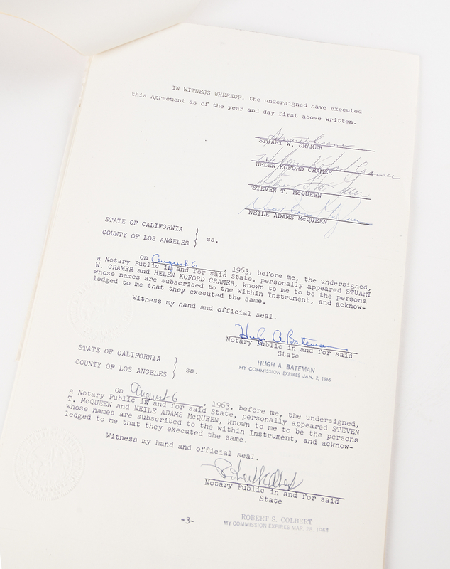 Lot 398 Steve McQueen Los Angeles Property Escrow Portfolio Signed (10) Times
