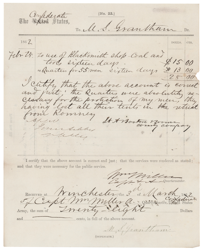 Lot 263 Turner Ashby Civil War-Dated Document Signed