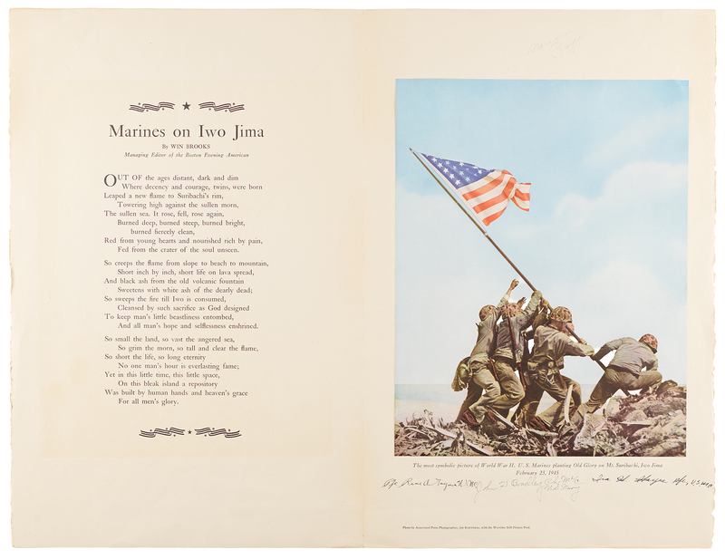 Lot 116 Iwo Jima Flag-Raisers Oversized Signed Colorized Print