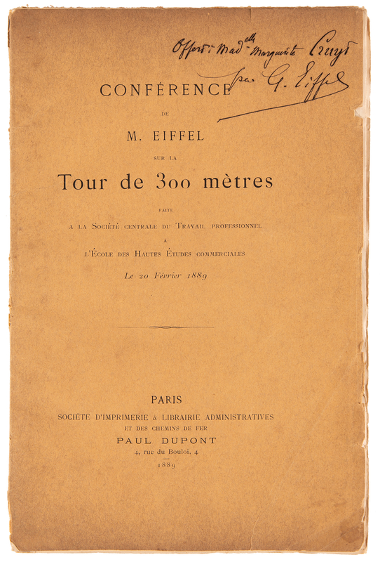 Lot 339 Gustave Eiffel Signed Booklet on the Eiffel Tower - 
