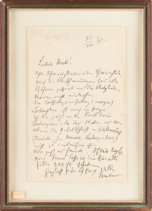 Lot 393 Gustav Mahler Autograph Letter Signed on a Delayed Performance of Wagner's 'Lohengrin' - Two Months Before His Appointment as Director of the Vienna Hofoper