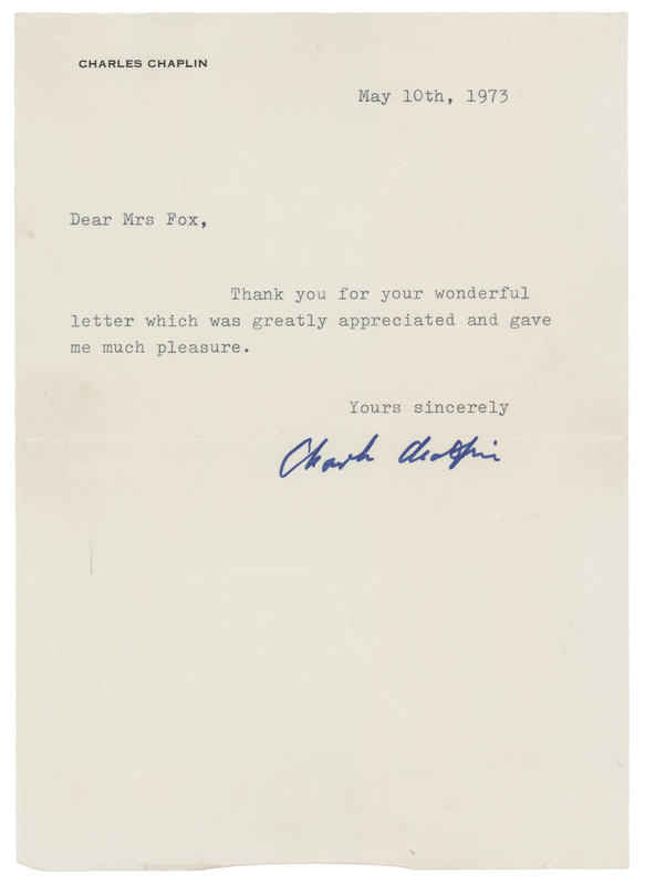 Lot 411 Charlie Chaplin Typed Letter Signed