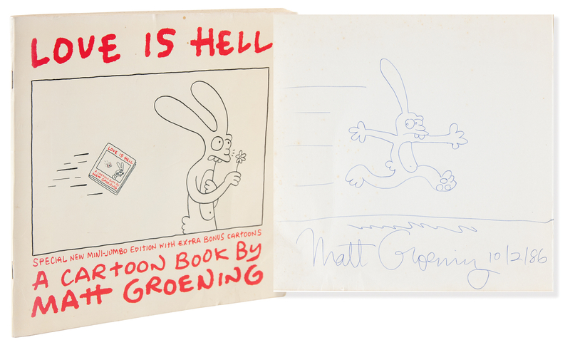 Lot 353 Matt Groening Signed Book with Sketch - Love Is Hell